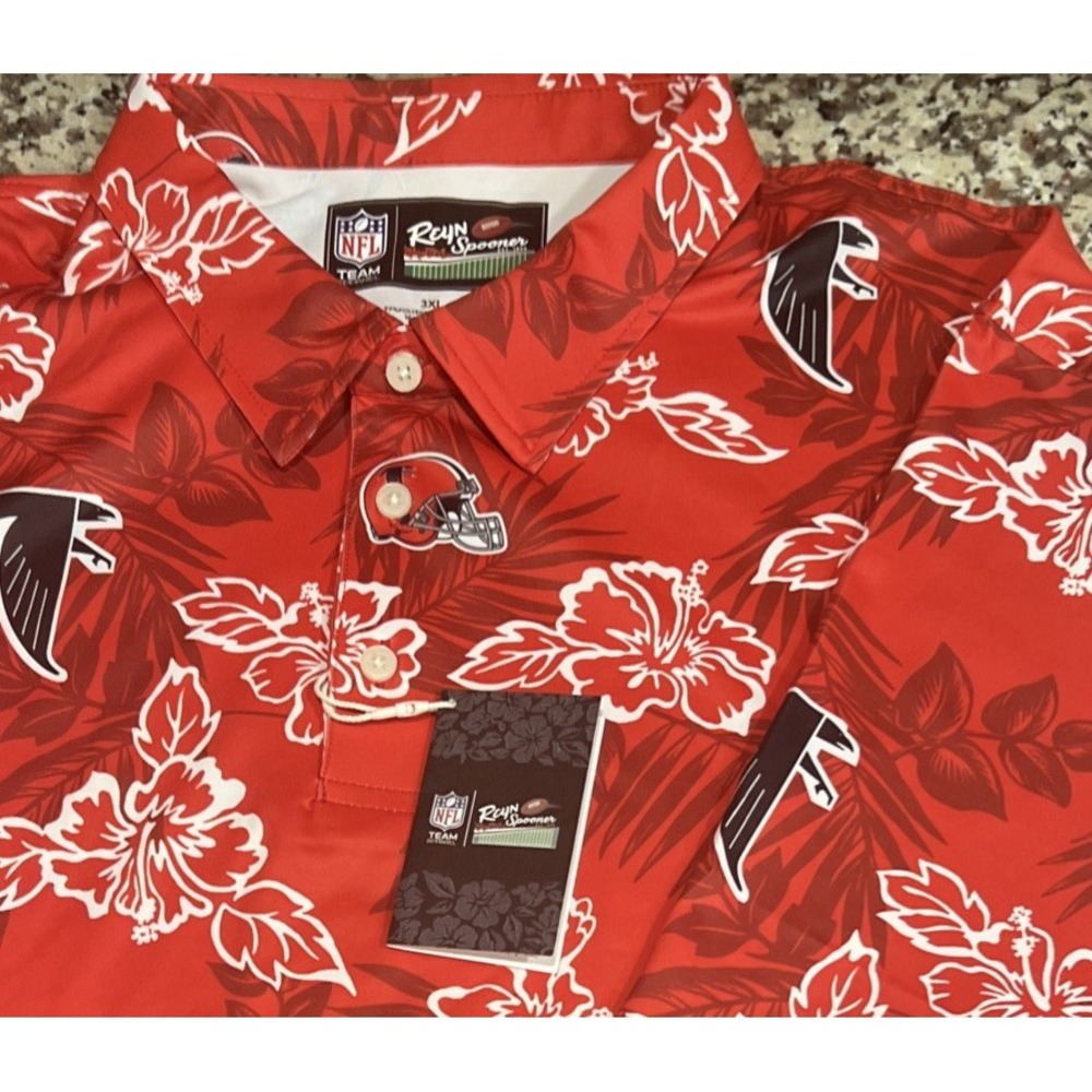 New Atlanta Falcons Reyn Spooner Throwback Hawaiian Polo Shirt Mens 3XL Red